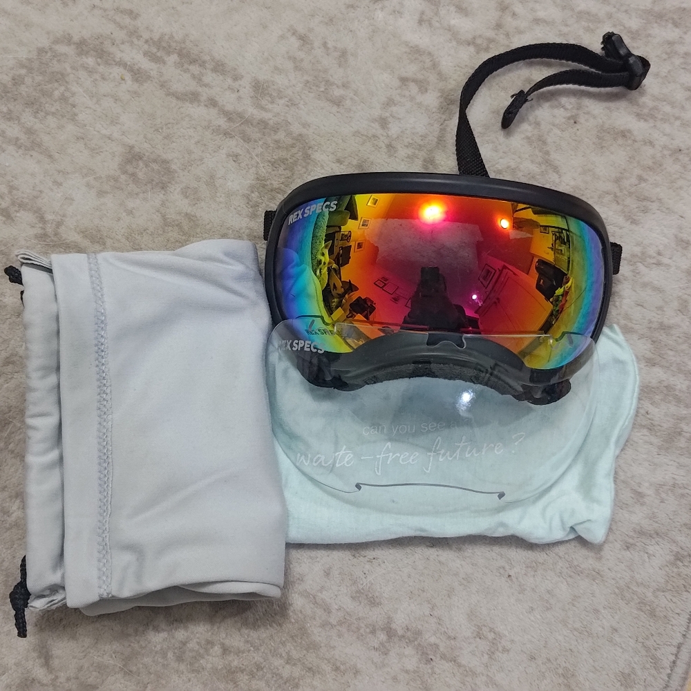 Rex specs with Red Mirror + 1 Clear Lenses - Black/size Small